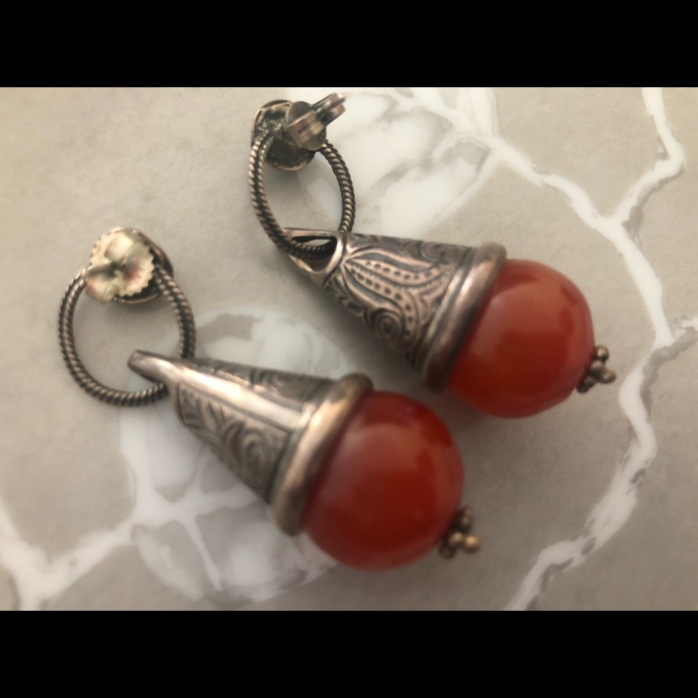 Sterling Silver and Carnelian Stylish Earrings
